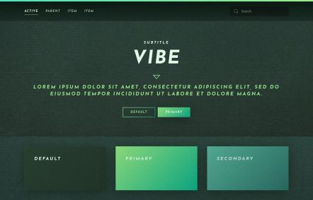 Vibe WordPress theme UI Elements in Dark Green Style