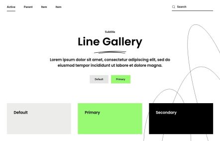 Line Gallery WordPress theme UI Elements in White Green Style