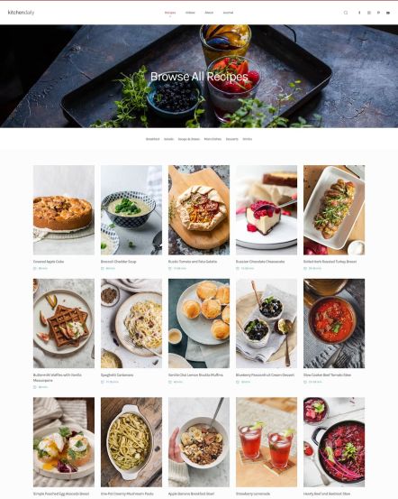 Kitchen Daily WordPress theme Recipe Index Layout