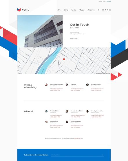 Yoko Joomla template Contact Layout