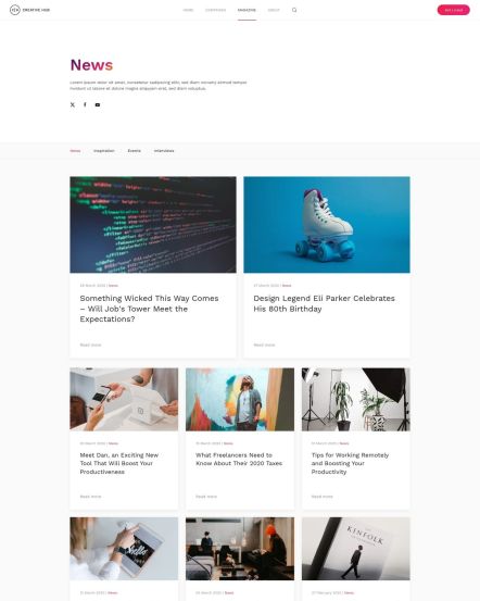 Creative Hub WordPress theme Post Category Layout