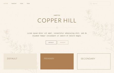 Copper Hill WordPress theme UI Elements in Light Beige Style