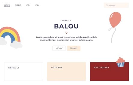 Balou WooCommerce theme UI Elements in White Orange Style
