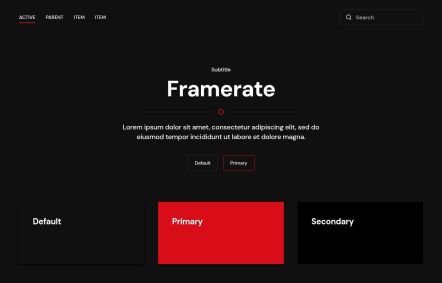Framerate WordPress theme UI Elements in Black Red Style