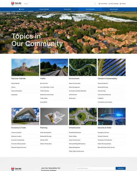 Oakville Joomla template Topic Index Layout