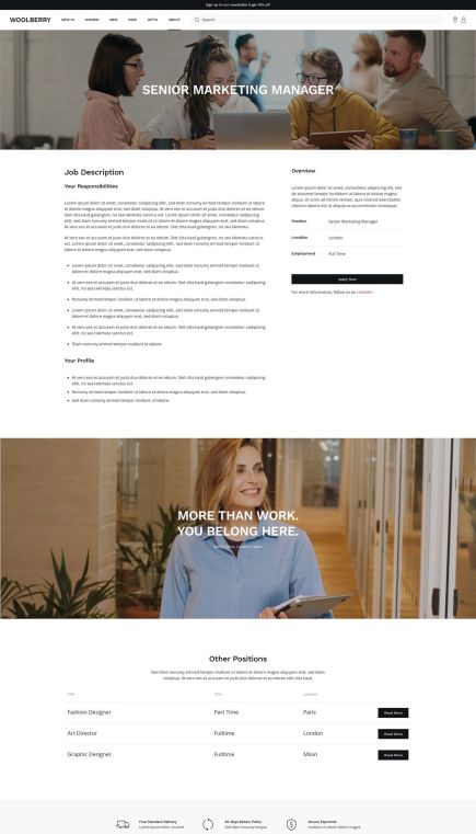 Woolberry WordPress Theme Careers Layout