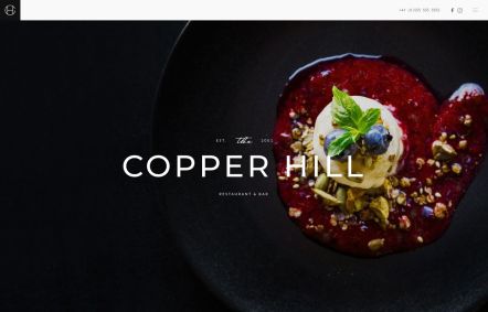 Copper Hill WordPress theme Home Page in Light Black Style