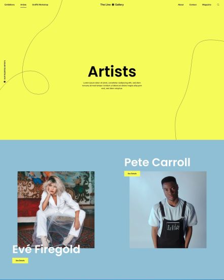 Line Gallery WordPress theme Artist Index Layout