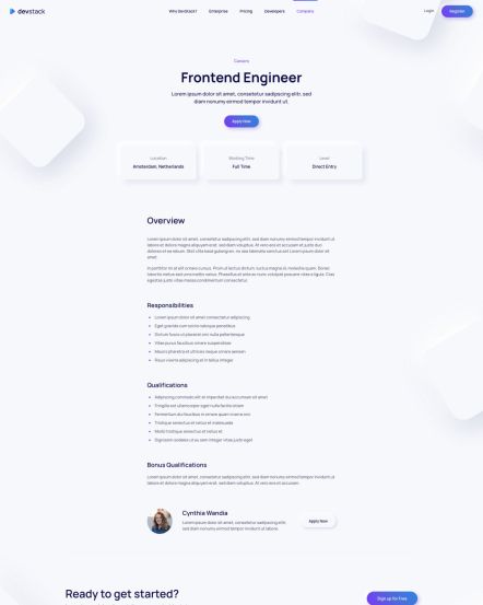 DevStack Joomla template Job Description Layout