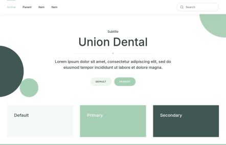 Union Dental WordPress theme UI Elements in White Lightgreen Style