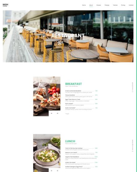 Nioh Studio WordPress theme Menu Layout