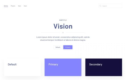 Vision WordPress theme UI Elements in White Lilac Style