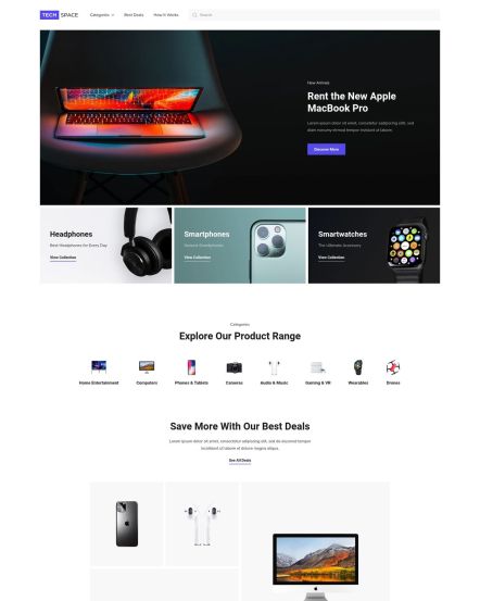 Tech Space WooCommerce theme Home Layout