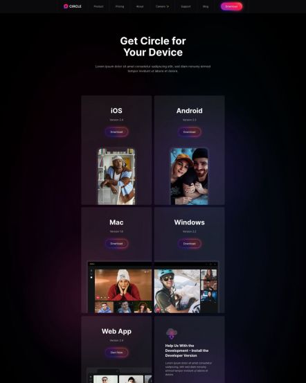 Circle WordPress theme Downloads Layout