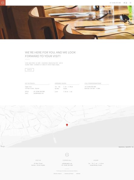 Copper Hill WordPress theme Contact Layout