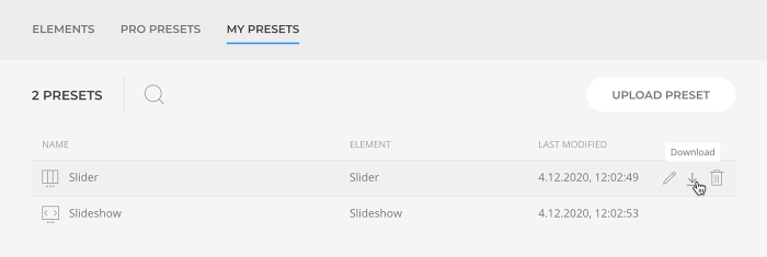 Download presets