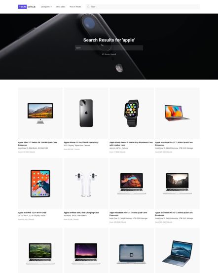 Tech Space WooCommerce theme Search Layout