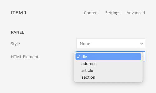 Grid item HTML element option