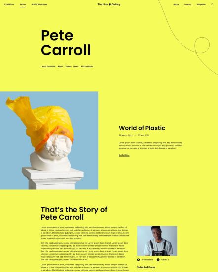 Line Gallery WordPress theme Artist Post Layout