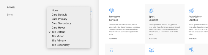 Panel, grid and panel slider