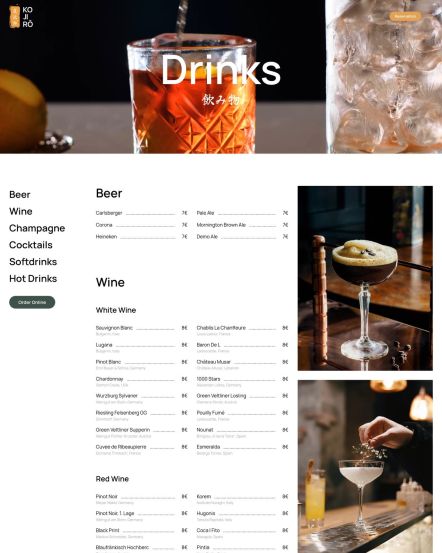 Kojiro Joomla template Dish Category Layout