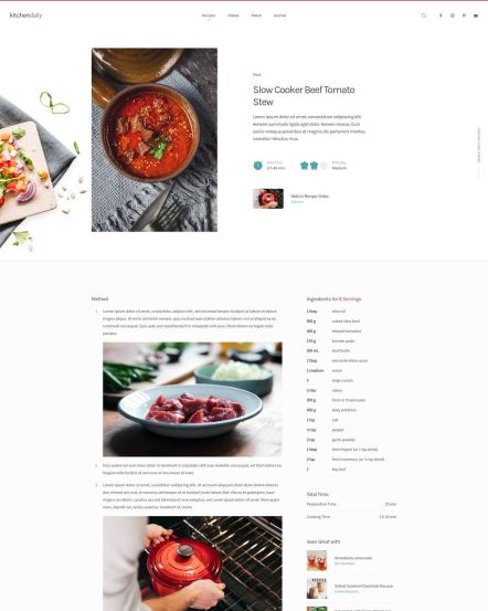 Kitchen Daily WordPress theme Recipe Post Layout