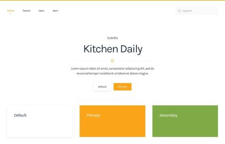 Kitchen Daily WordPress theme UI Elements in White Orange Style