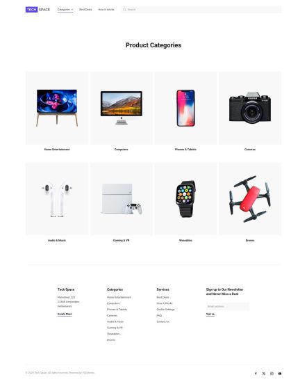 Tech Space WooCommerce theme Product Categories Layout