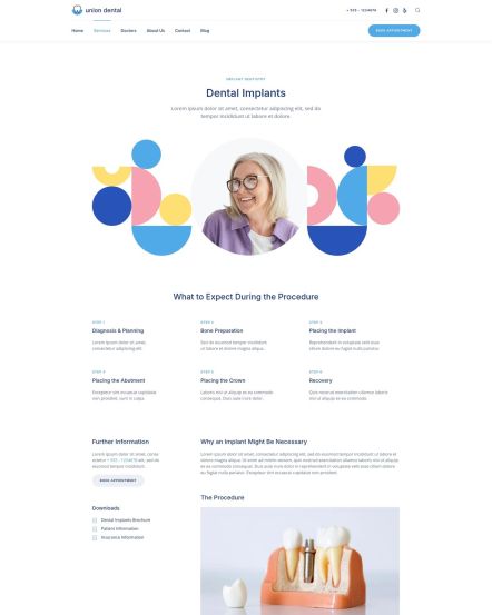 Union Dental WordPress theme Service Post Layout
