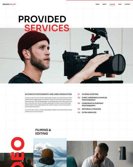 Dennis Miller WordPress theme Services Layout