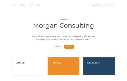 Morgan Consulting WordPress theme UI Elements in White Orange Style