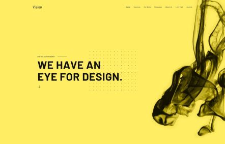 Vision WordPress theme Home Page in White Yellow Style