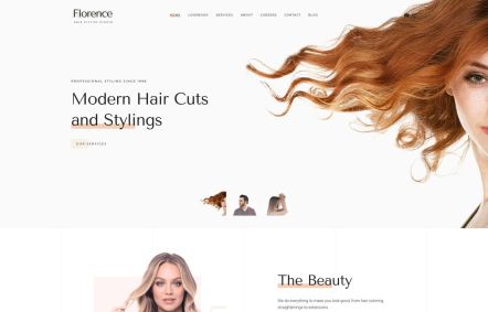 Florence WordPress theme Home Page in White Orange Style