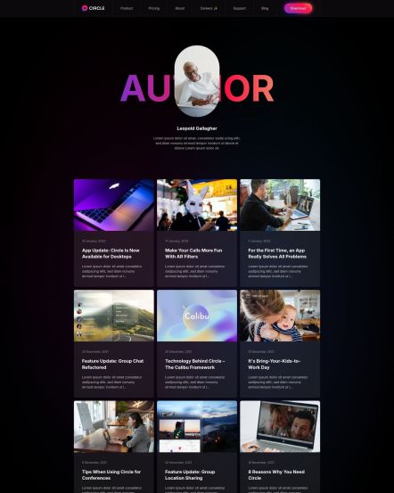 Circle WordPress theme Author Index Layout