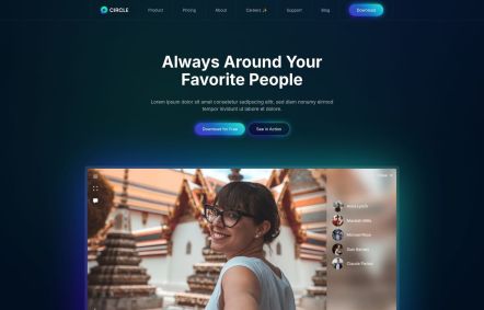 Circle WordPress theme Home Page in Dark Turquoise Style