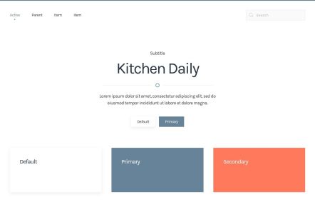Kitchen Daily WordPress theme UI Elements in White Blue Style