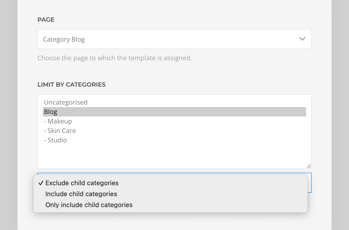 Assign templates to child terms