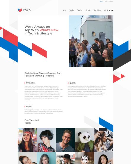Yoko Joomla template About Layout