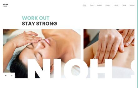 Nioh Studio WordPress theme Home Page in White Turquoise Style
