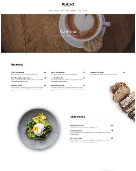 District Joomla template Menu Layout