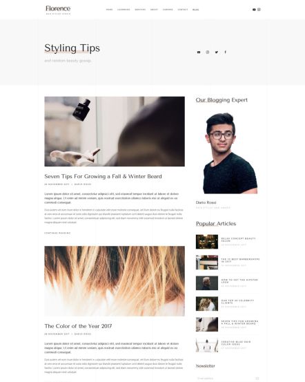 Florence WordPress theme Post Index Layout