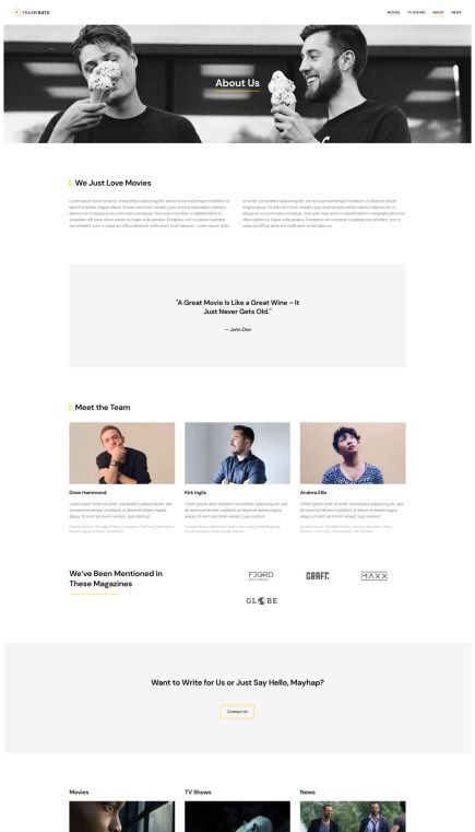 Framerate Joomla Template About Layout