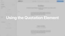Quotation Element Documentation Video for Joomla