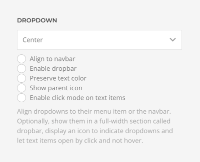 Dropdown options