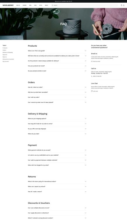 Woolberry Joomla Template FAQ Layout