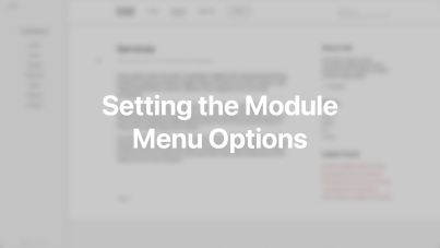 Module Menu Options Documentation Video for Joomla
