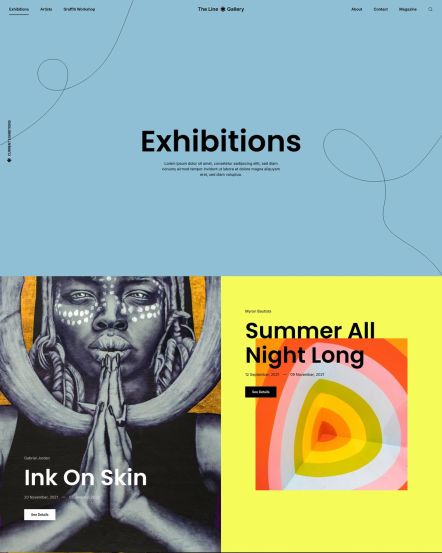 Line Gallery WordPress theme Exhibitions Layout