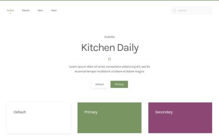 Kitchen Daily WordPress theme UI Elements in White Darkgreen Style