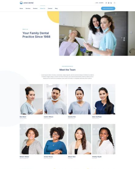 Union Dental WordPress theme About Layout