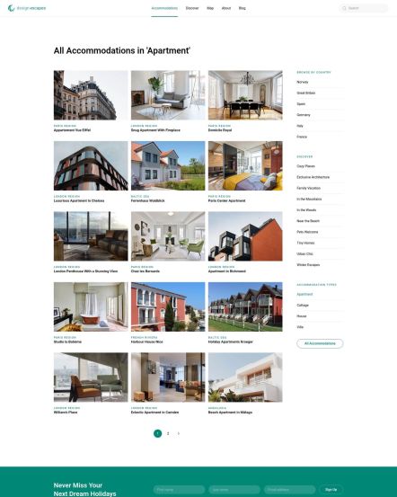 Design Escapes WordPress theme Accommodation Tag Layout